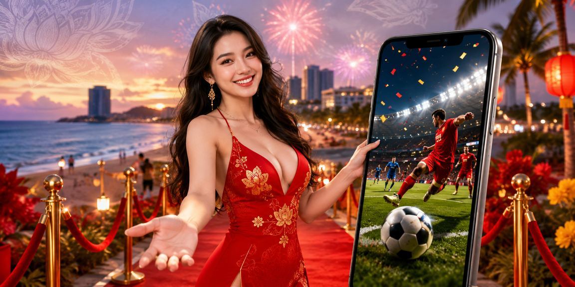 Người dùng xem bóng đá và thông tin cá cược tại bãi biển Vũng Tàu